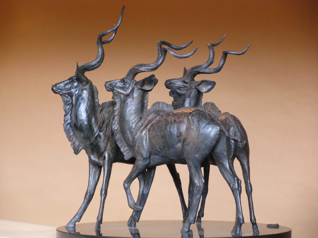 Robert Glen, Three Greater Kudu, Bronze, 25 x 28 x 26 inches.